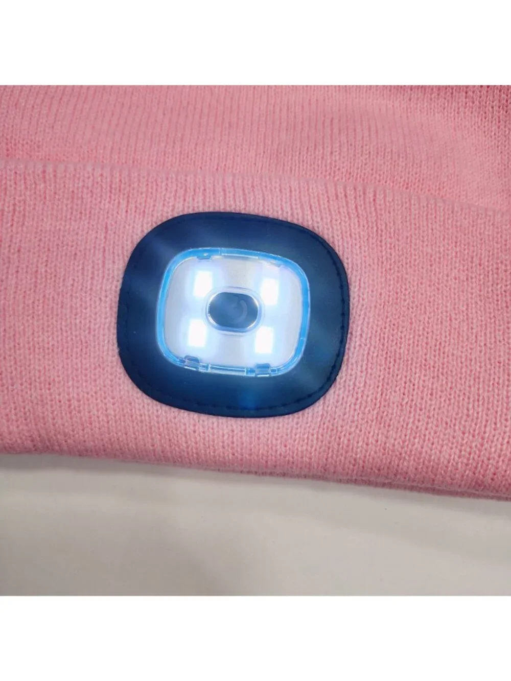 Lvaiz LED Beanie Rechargeable Headlamp Pink Soft Knit Winter Outdoor Activities